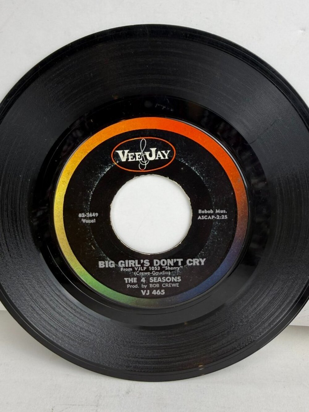 The 4 Seasons Big Girls Don't Cry /Connie-O 7" 45RPM Vinyl Record Vee Jay VJ 465